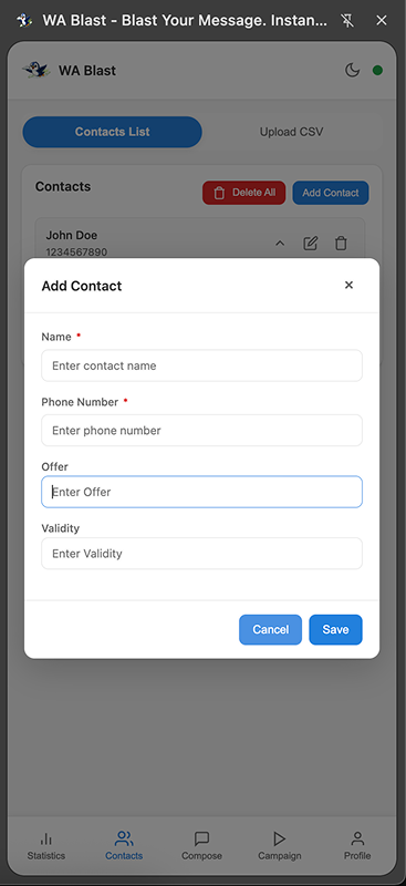 WA Blast Add Contact
