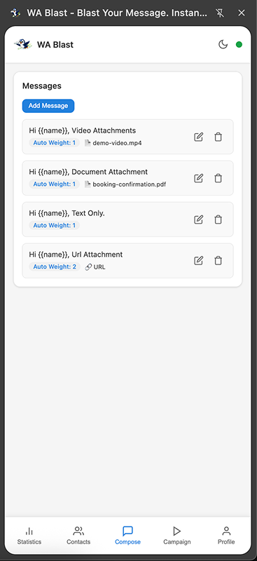 WA Blast Message List